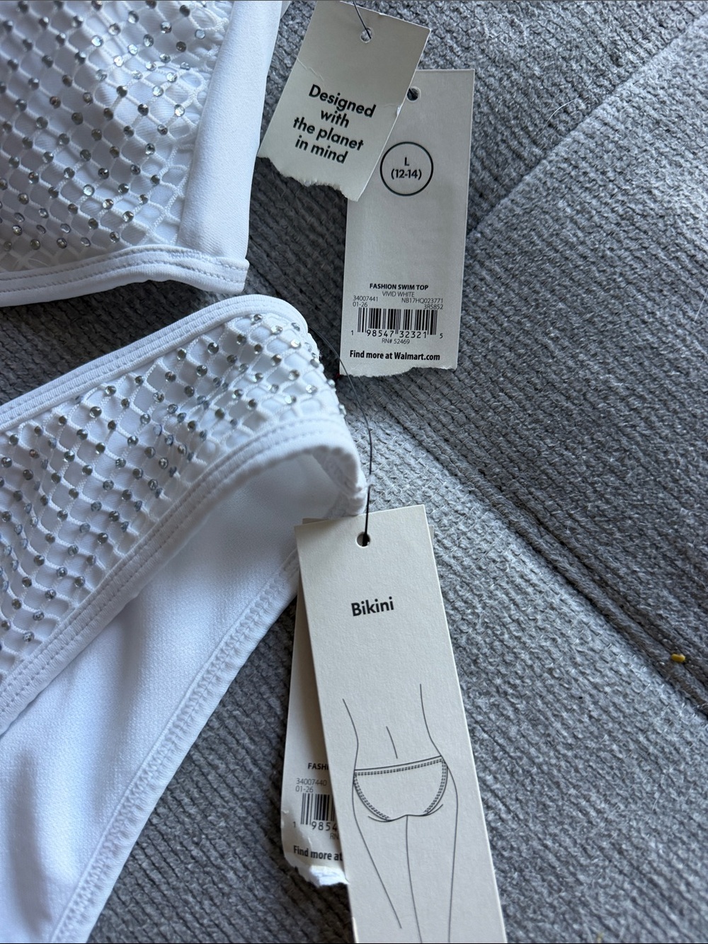 No Boundaries White Rhinestone Mesh Bikini Set - Picture 3 of 4